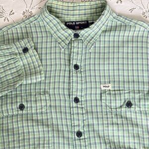 Polo by Ralph Lauren Men’s Blue and Green Checkered Button down Shirt size XL